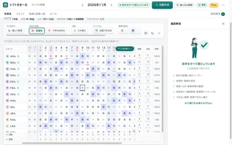 自動作成のあとの画面